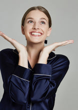 Load image into Gallery viewer, Estella Midnight Blue Silk PJ Set - Yvonne.b