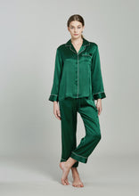 Load image into Gallery viewer, Estella Midnight Green Silk PJ Set - Yvonne.b