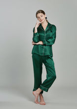 Load image into Gallery viewer, Estella Midnight Green Silk PJ Set - Yvonne.b