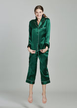 Load image into Gallery viewer, Estella Midnight Green Silk PJ Set - Yvonne.b