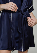 Load image into Gallery viewer, Jacques Midnight Blue Short Silk Robe - Yvonne.b