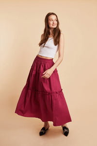 Adeline Midi Skirt in Magenta