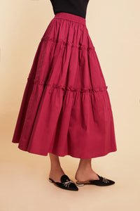 Adeline Midi Skirt in Magenta