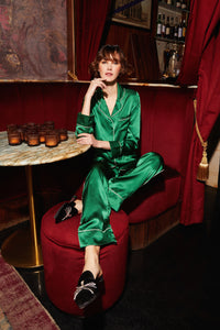 Constance Midnight Green Silk PJ Set - Yvonne.b