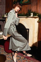 Load image into Gallery viewer, Colette Striped Silk Long Robe in Dark Green - Yvonne.b