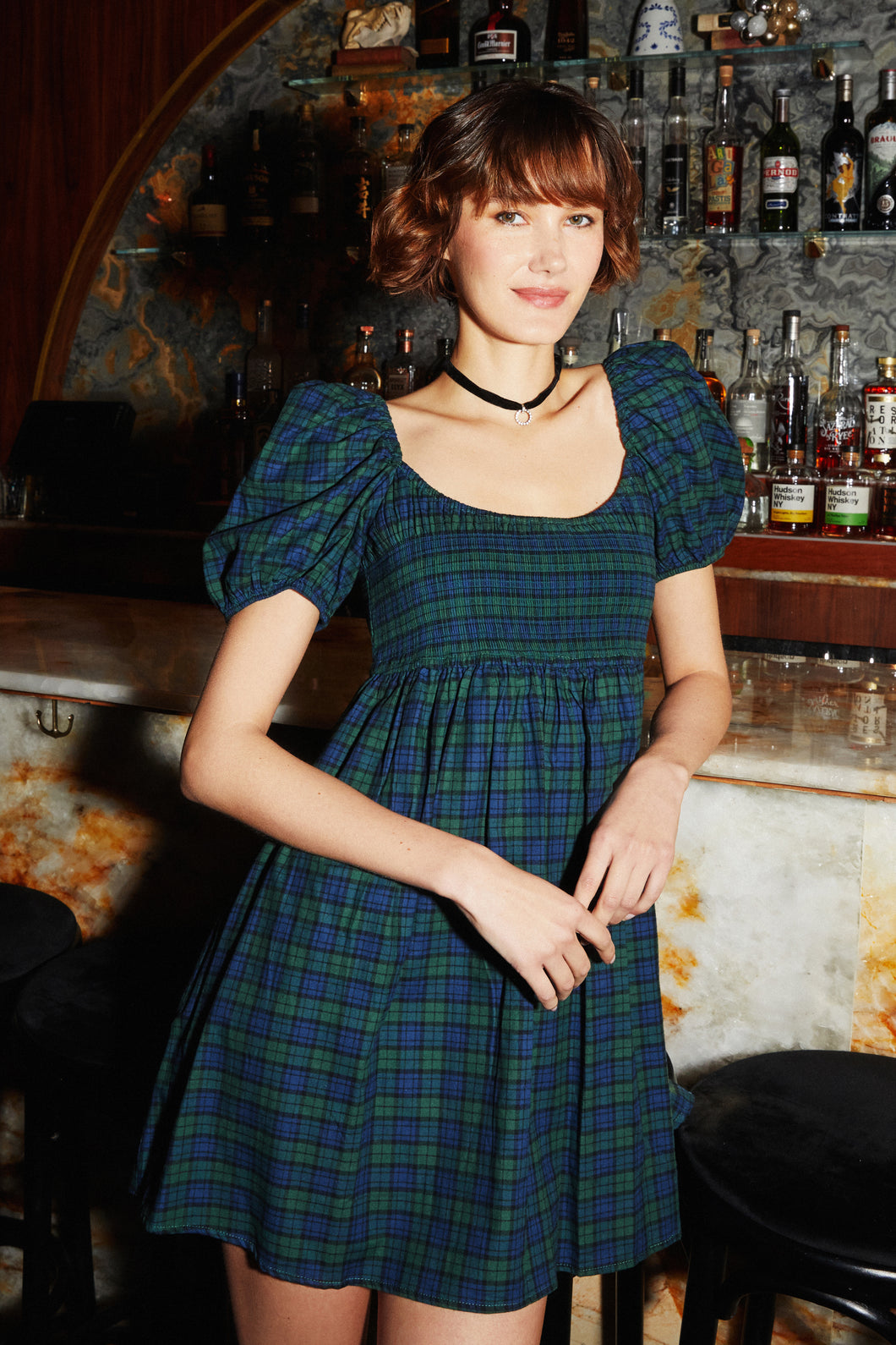 Lille Smocking Dress in Blackwatch Tartan - Yvonne.b