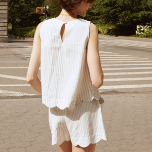 scalloped top and scalloped shorts