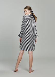 Colette Midnight Striped Silk Shirt Dress - Yvonne.b