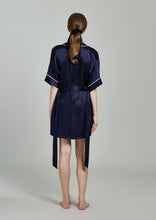 Load image into Gallery viewer, Jacques Midnight Blue Short Silk Robe - Yvonne.b