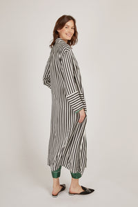 Colette Striped Silk Long Robe - Yvonne.b