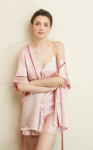 Jacques Champagne Pink Short Silk Robe - Yvonne.b
